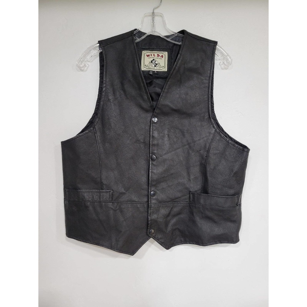 Wilda Genuine Leather Motorcycle Vest Men Size Large